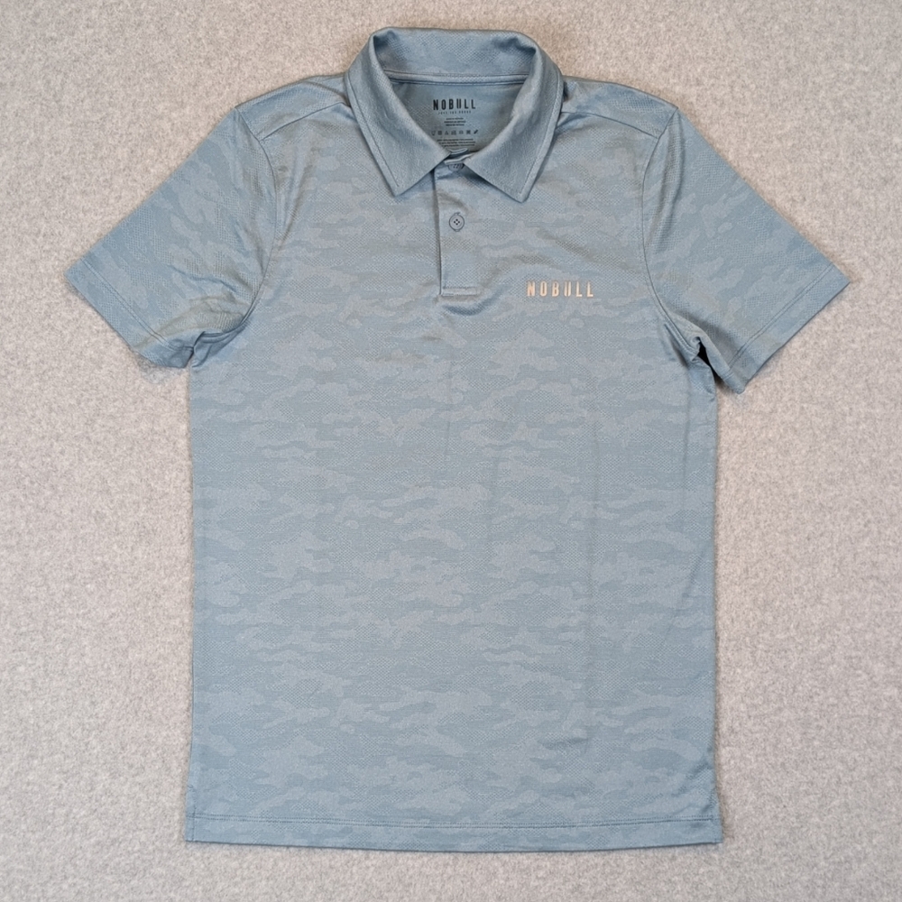 NOBULL Polo Shirt Men's Small Blue Camo Performance Golf No Bull Athletic